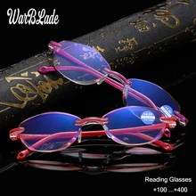 WarBLade женские очки для чтения ультралегкие очки без оправы анти-Blu-Ray пресбиопические очки+ 1,0+ 1,5+ 2,0+ 2,5+ 3,0+ 3,5+ 4,0