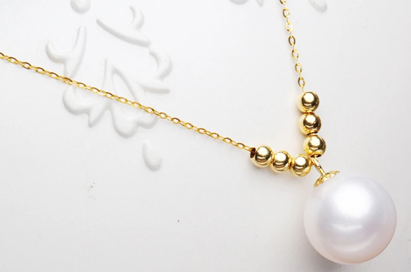 Sinya 18k gold choker necklace with 7.5-10mm natural Round pearls and 3mm gold beads Au750 gold chain length 45cm for women (4)