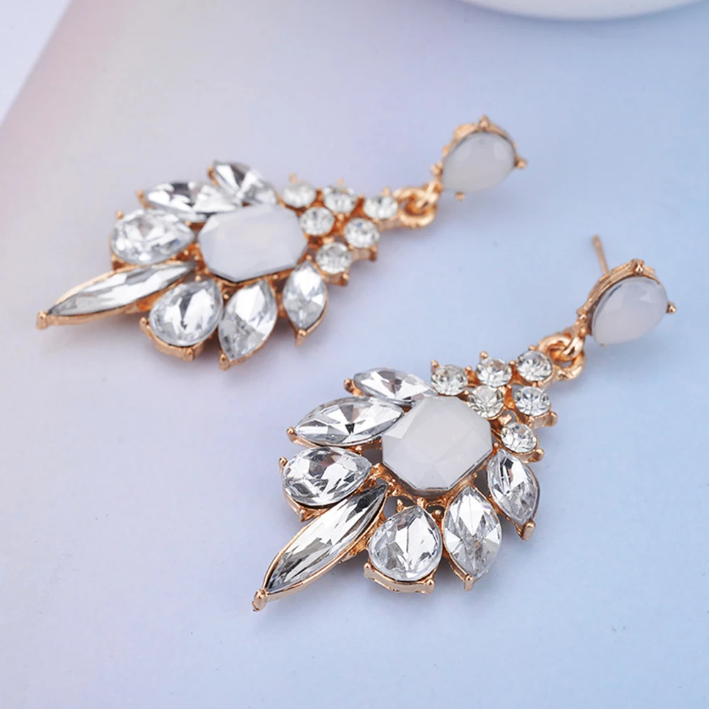 

Women Fashion Jelly Resin Rhinestone Water Drop Dangle Ear Stud Earrings Jewelry