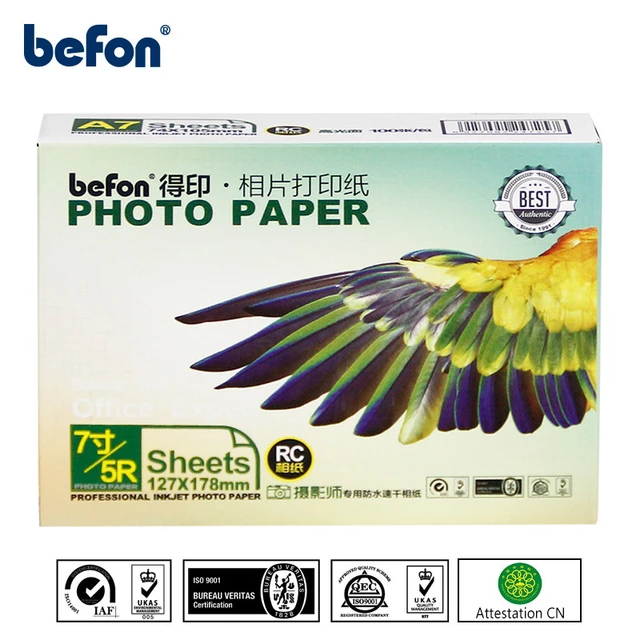 befon 100 Sheet Printer Photo Paper 5x7 5R 7inch Photographic