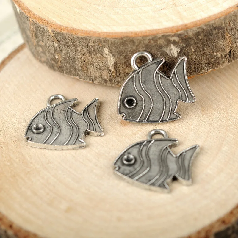 10pcs charms fish pendant 21*19mm 1.2g Antique silver Handmade Jewelry