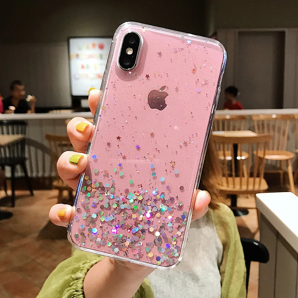 Модный блеск Bling Star чехлы для телефонов iphone 11 Pro MAX XS Max XR X 8 7 6 6splus Мягкий ТПУ блестящий Блестящий Прозрачный чехол