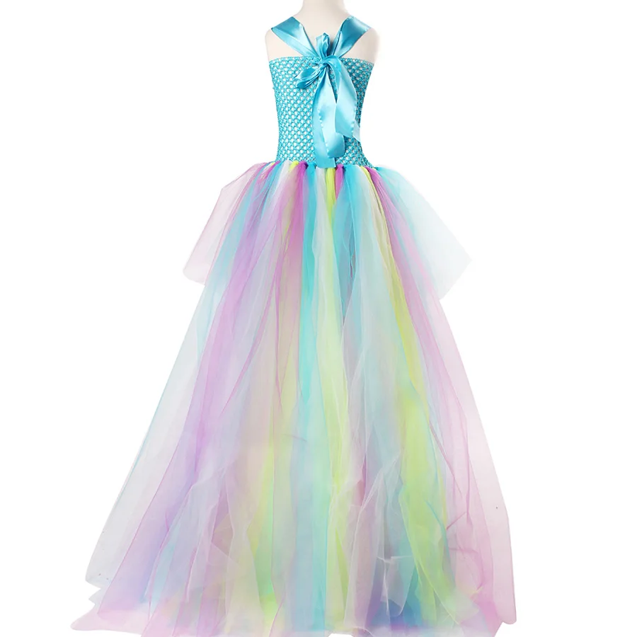 Exquisite Peacock Water Fairy Tutu Dress Girls Birthday Festival Party Pageant Costume Kids Teal Turquoise Purple Ball Gown Dress (6)