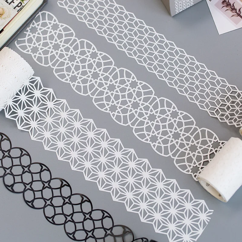 

500cm DIY Sticky Lace Paper Washi Tape Self Adhesive Simple Pattern Tapes Decor Props for Decor DIY Scrapbook Photo Album