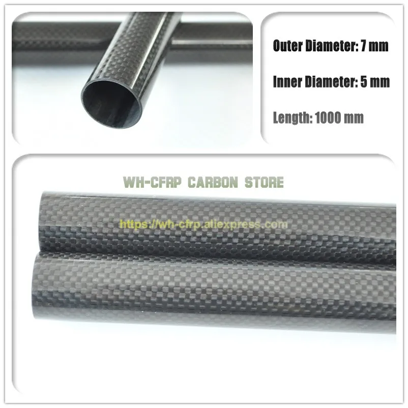 

3k Carbon Fiber Tubes 7mm x 5mm x 1000mm parts for RC Model 3K Roll Wrapped Carbon fiber wing tube 7*5