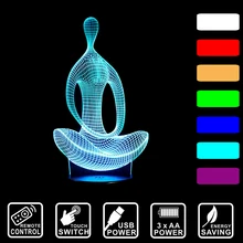 Led novelty luz meditación noche la luz a distancia/touch 3d lámpara usb luz del escritorio de acrílico colorido 3d decoración del hogar regalo iy803367