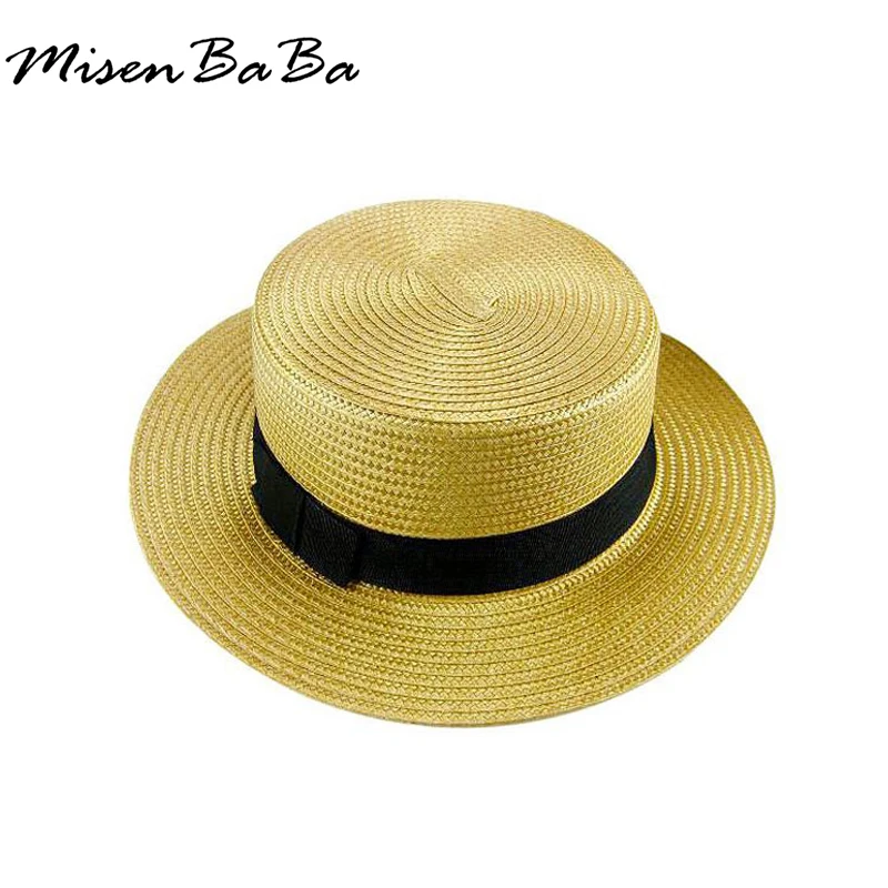

Fashion European and American wind straw hat Wide Brim Black Band Sun Hat Beach Cap Women Men Summer Straw Hats Caps