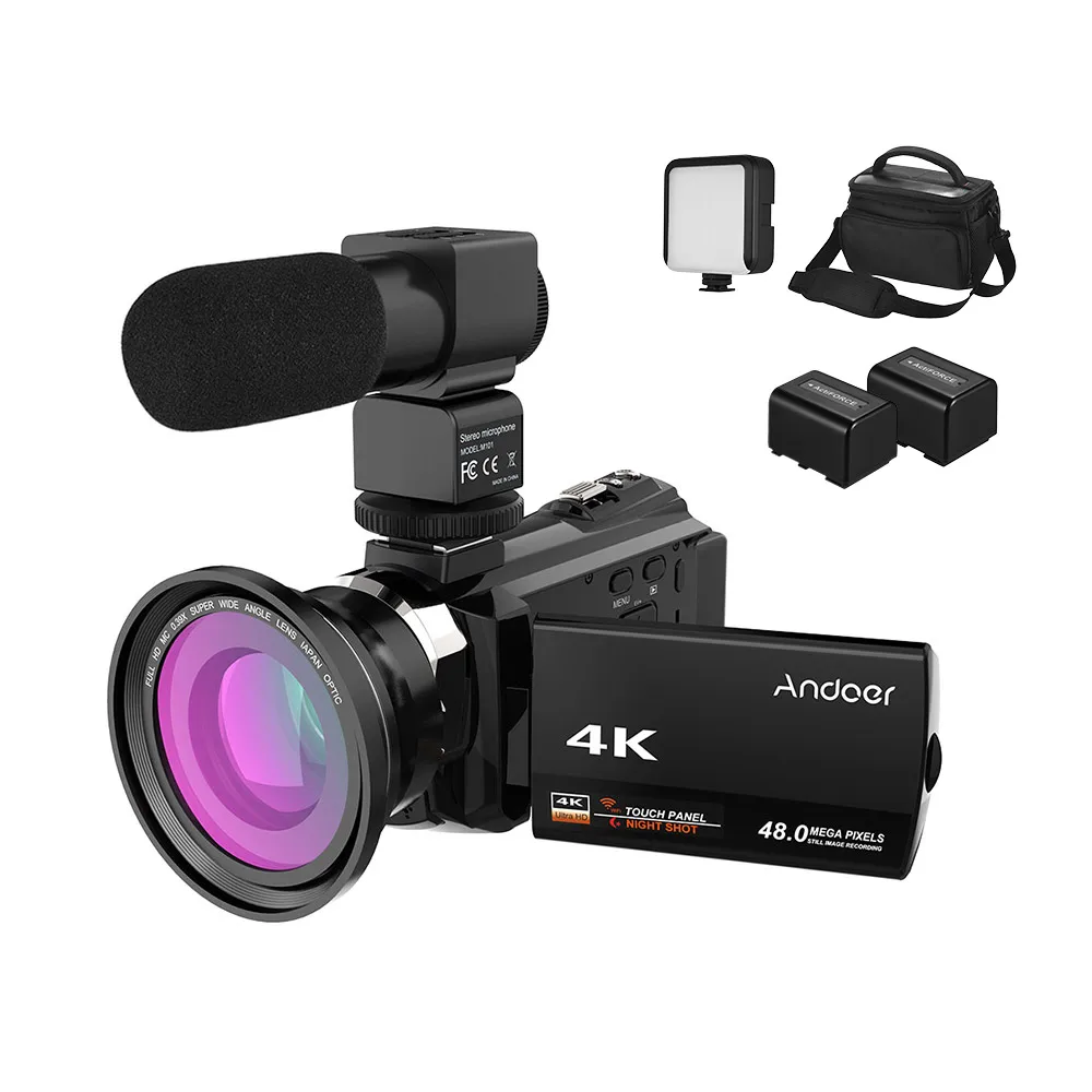 Видеокамера Andoer 4K 1080P 48 МП Wi-Fi с 3-дюймовым емкостным сенсорным экраном |