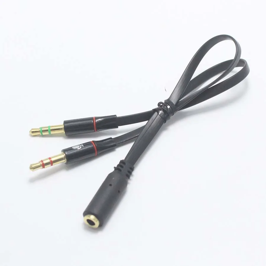EClyxun 1 шт. 3,5 мм стерео мини джек 1 Женский до 2 Мужской Y сплиттер наушников аудио кабель - Цвет: Черный