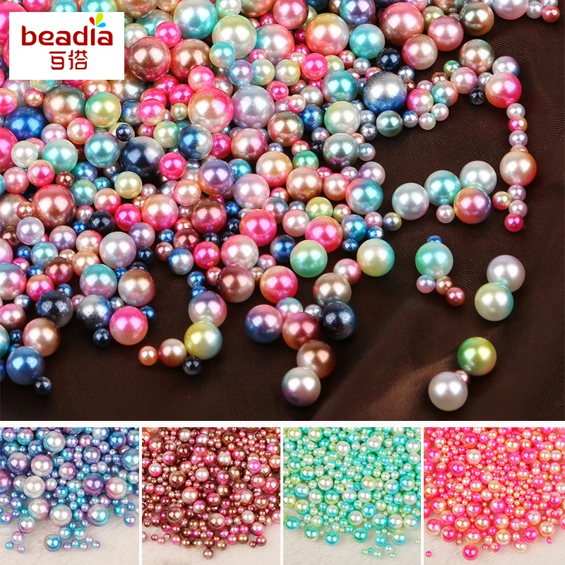 Multicolor Round ABS Imitation Pearl Beads Nakeup Decor without Holes DIY Crafts