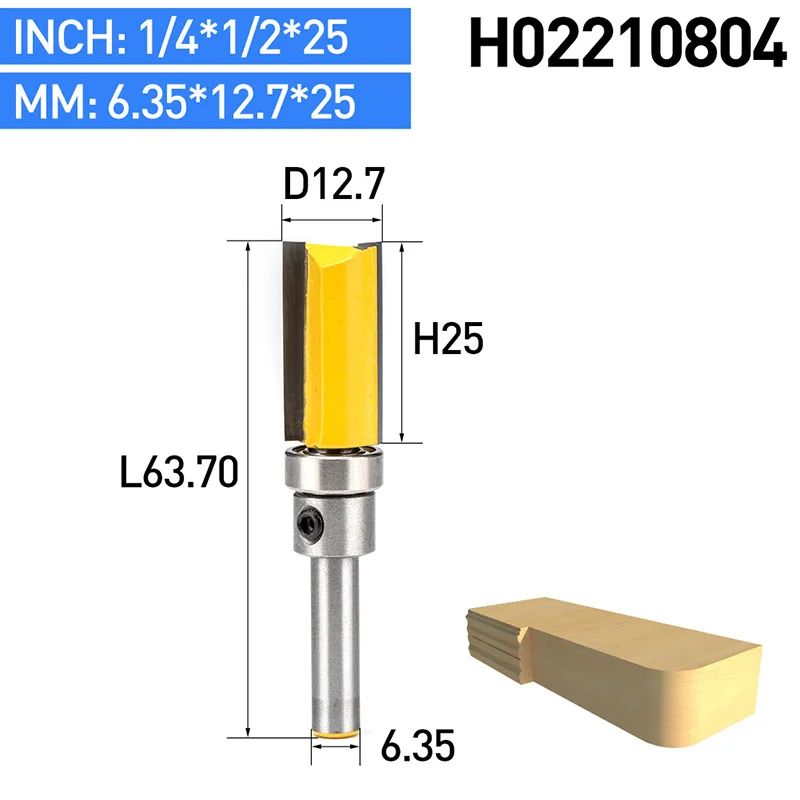 HUHAO 1 шт. 1/" хвостовик деревообрабатывающий фрезы заусенцы резец древесины Фрезерный резак ЧПУ Инструмент прямой обрезки с подшипником - Длина режущей кромки: H02210804