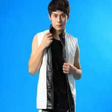 Черно-белая Повседневная модная одежда в стиле пэчворк, мужской костюм, жилет из искусственной кожи, мужские кожаные штаны, костюм-двойка