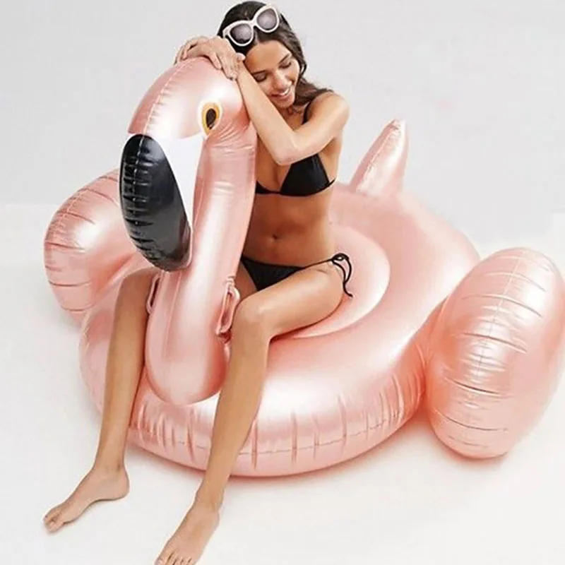 

150CM Rose Gold Inflatable Flamingo Pool Float Flamingo Boia Inflatable Swimming Ring Pool Swim Float Pool Party Boias Piscina