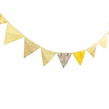 

3.2M Cotton Cute Little Flowers Banner Yellow Flags Garland For Wedding Decor Baby Birthday Baby Shower Baptism Decoration
