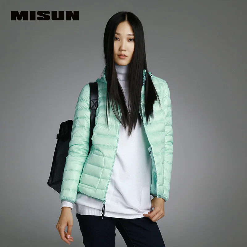 MISUN Girls WInter Jacket 2018 Slim Double To Wear Short Hooded Down Coat Long-Sleeve Thin S-XL Zippers With Pockets MSDQ-V002J | Женская