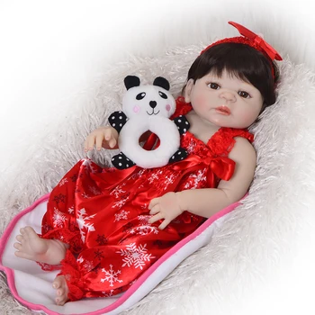 

Reborn 55cm Full vinyl Silicone Reborn Girl Baby Doll Toy Lifelike Princess baby new born Doll Cute Birthday Gift Bathe Toys