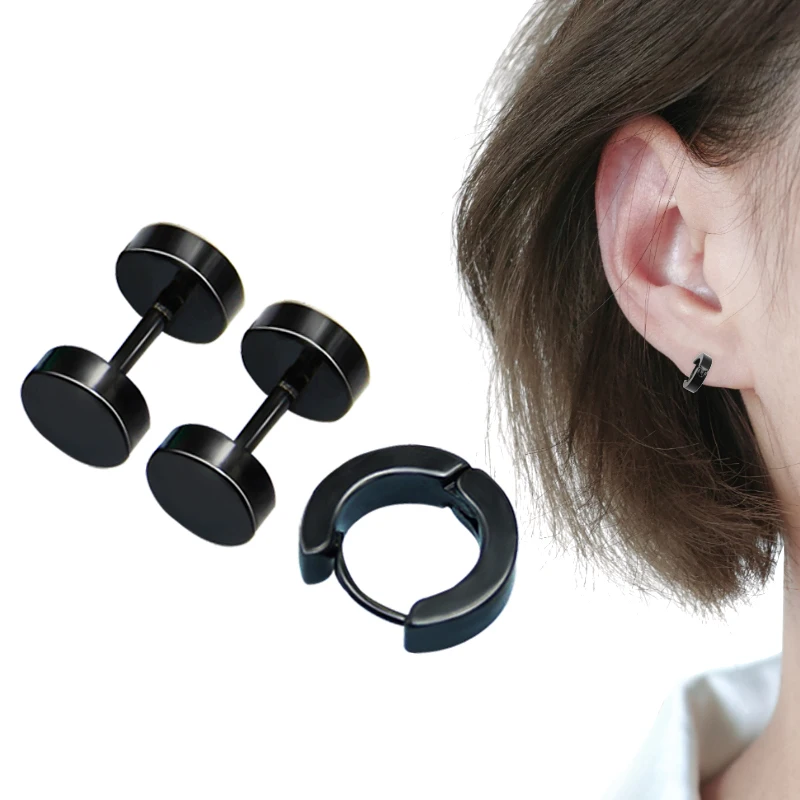 Stud Earrings Set Stainless Steel Men's Jewelry Accessories Punk Gothic