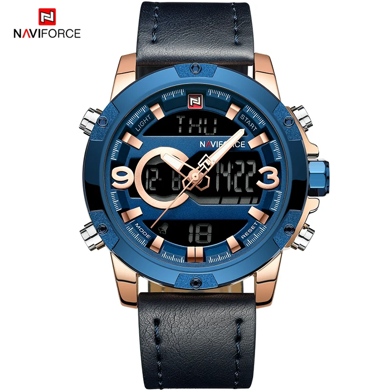 Часы наручные NAVIFORCE Мужские кварцевые роскошные брендовые аналоговые цифровые