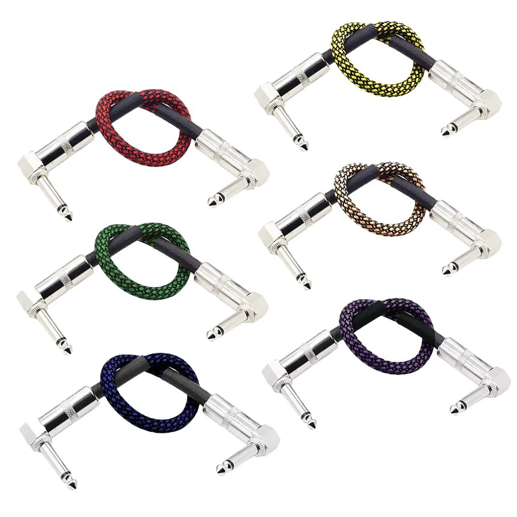 6 Pieces 6.35mm Guitar Effect Pedal Cable Patch Cord for Electric