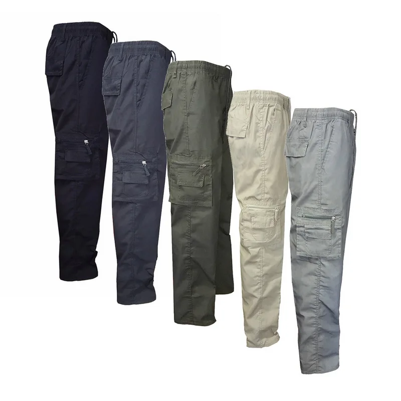 

Laamei Mens Cargo Pants Sweatpants 3XL Drawstring Multi Pocket Lightweight Male Solid Joggers Slim Fitness Trouser Plus Size