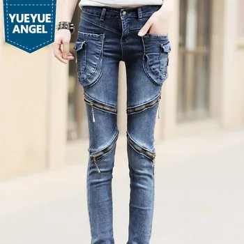 

Spring Korean Style Hot Fashion Women's Jeans Full Length Pencil Pants Woman Mid Waist Skinny Fit Female Trousers Plus Size