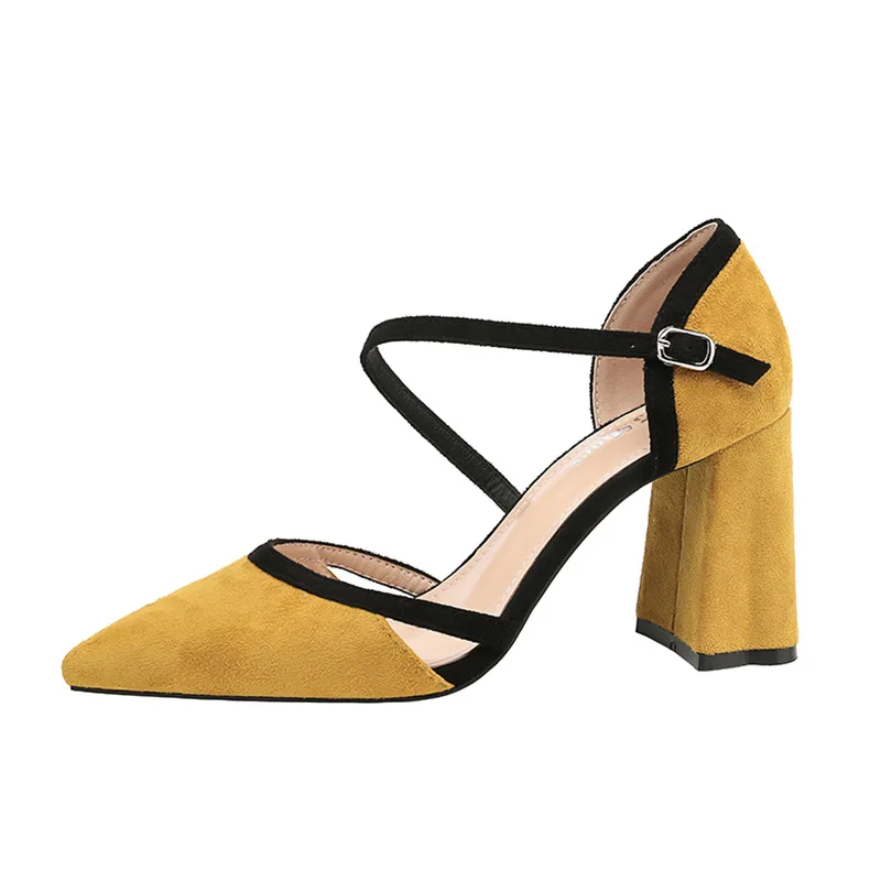SMTZZJ/ г.; Роскошная брендовая прозрачная накидка; босоножки на высоком каблуке; обувь с острым носком; женские пикантные туфли-лодочки с острым носком - Цвет: 3831-6 yellow