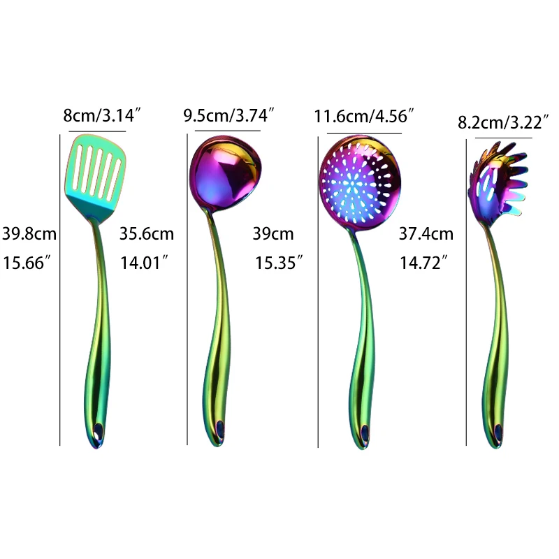 Посуда из нержавеющей стали набор кухонных инструментов Набор радужных кухонных гаджетов посуда для ресторана набор посуды большая ложка большой суп