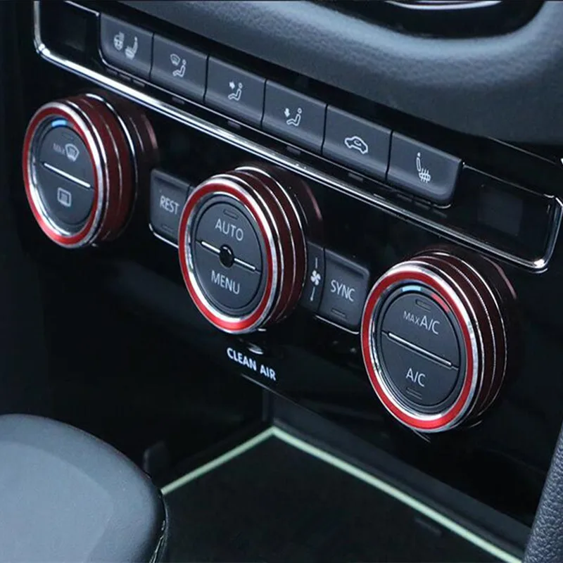 3X For 2017 2018 Mazda CX-5 CX5 Blue Air Condition Knobs Decorative Circle Trim