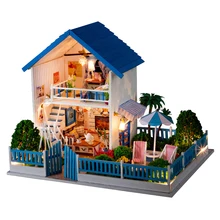 3D DIY ручной работы миниатюрный деревянный кукольный дом проект комплект со светом и музыкальная шкатулка