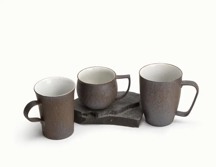 Винтажная керамическая грубая керамическая кружка, ржавчина, глазурь с деревянной ручкой, чашка для чая, молока, кофе, деревянная ложка, для воды, для офиса, дома, посуда для напитков