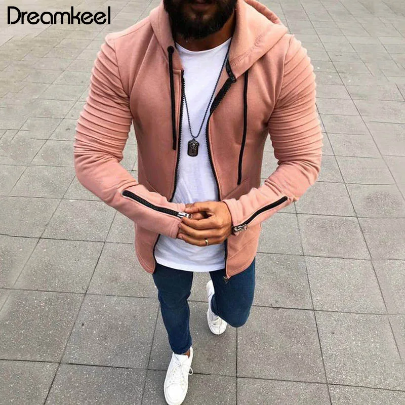 

Men's Solid Zip Hooded cardigan jacket men 2018 Male Outwear Spring Autumn Coat Mens Hoodies Casual Jacket Brand Clothing Mens Y