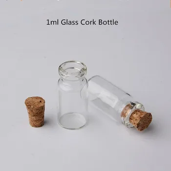 

50pcs/Lot Promotion 1ml Glass Cork Vial Empty Mini Bottle Small 1/10OZ Wishing Jar Perfume Display Containers Vintage from China