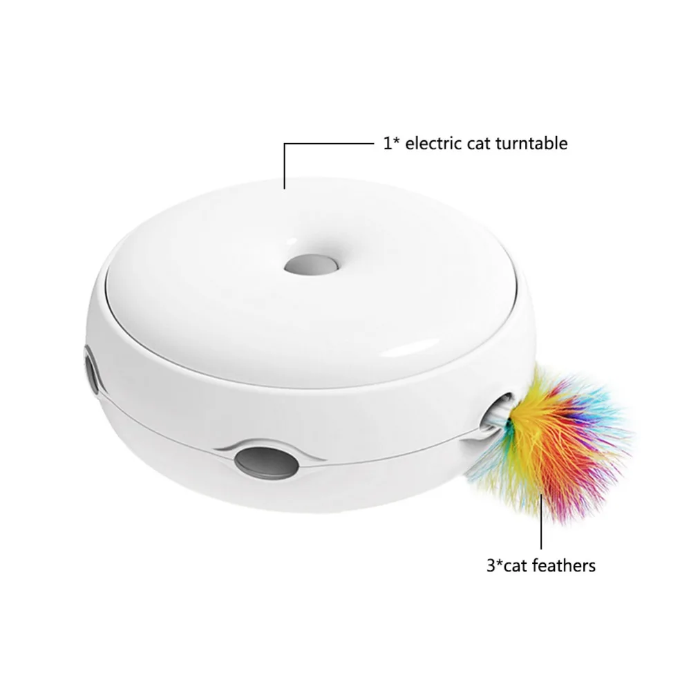 CC Electric Cat Toy Smart Teasing Cat Stick Crazy Game Spinning Turntable Cat Catching Mouse Donut Automatic Turntable Cat Toy