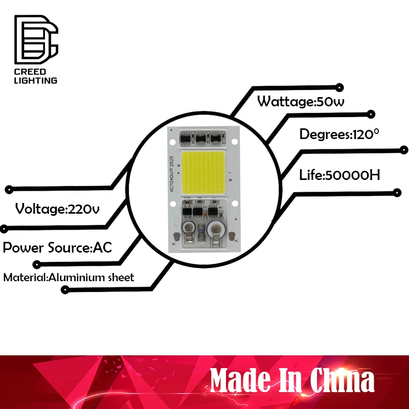 COB светодиодный светильник чип-диод 50 Вт AC 220V холодный белый не нужен драйвер Светодиодный прожектор светильник лампа LED чип DIY Точечный светильник потолочные светильник чип