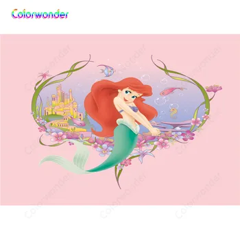 

Colorwonder Mermaid Princess Photo Background Pink Happy Birthday Partay Baby shower for Newborn Studio Photography Background