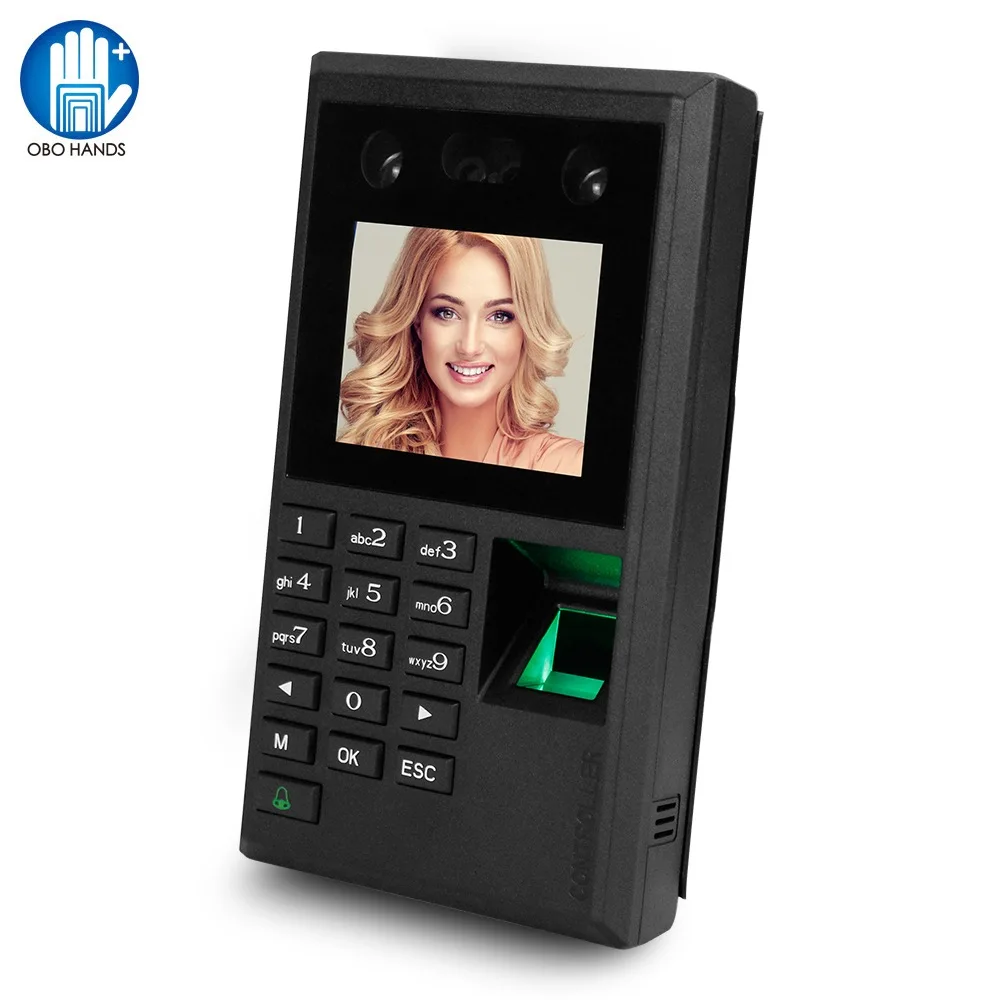 Biometric Facial Fingerprint Password Attendance Machine Access Controller Employe Checking-in Recorder 2.8inch Screen DC12V USB