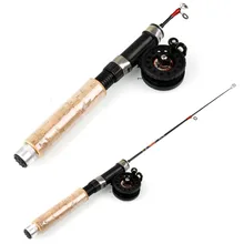 Sougayilang 67cm Carbon Rod Wooden Handle Telescopic Ice Fishing Rod With Reel Mini Fishing Rod Set Fishing Tackle Peche Carp