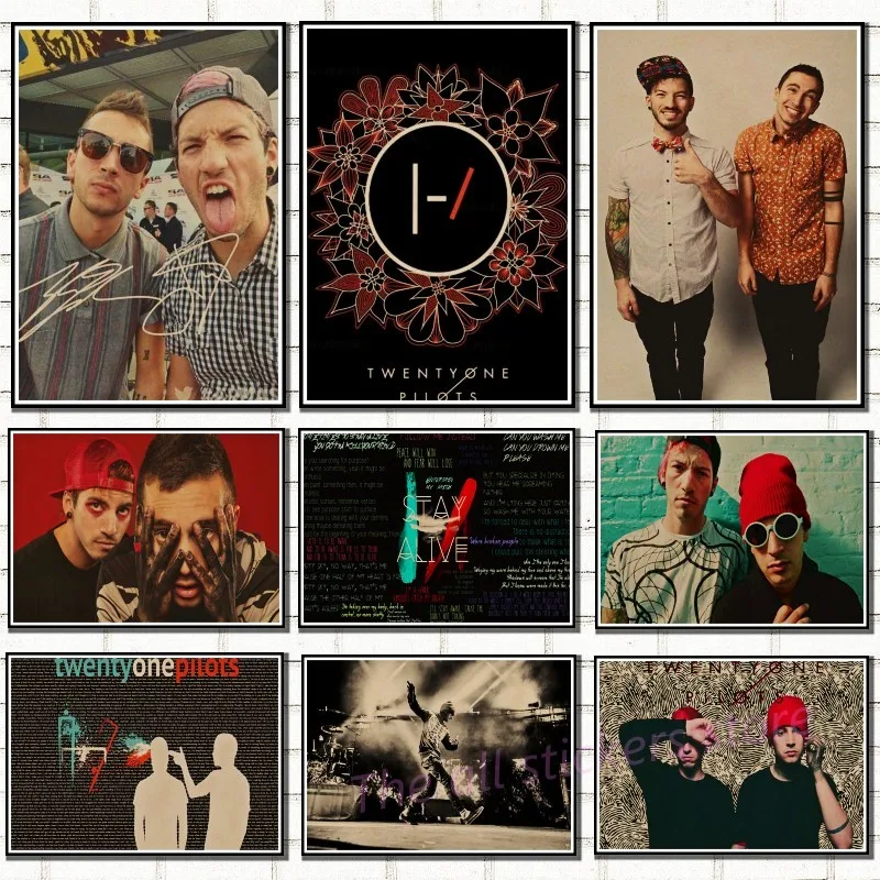 

Twenty One Pilots poster. Vintage Retro rock band music Guitar Matte Antique kraft paper Poster Wall Sticker/6013