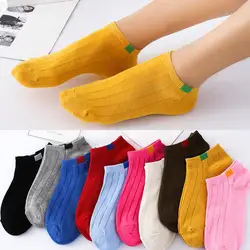 1 пара унисекс удобные полосатые хлопковые носки для женщин шлёпанцы для короткие носки до лодыжки в 10 цвет Высокое качество Новый Harajuku * 0,7