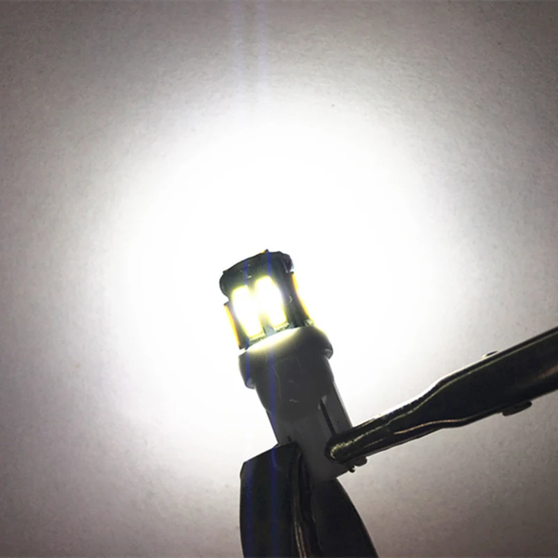 100pcsc T10 194 168 7014 10 SMD W5W 10 Led Auto Door Lights Instrument Lamps White Red Yellow Blue Indicator Lights Super Bright (2)