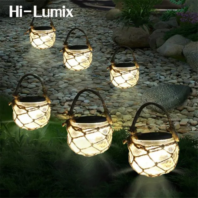 Hi Lumix Solar Led Light Mason Gl Jar Waterproof Hanging Hi Lumix Solar Led Light Mason Gl Jar Waterproof Hanging With Rope Landscape Decoration