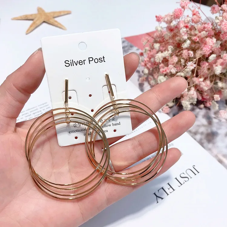 big circle geometric earring Hypoallergenic fadeless alloy fashion jewelry stud earrings for women girl Christmas gift