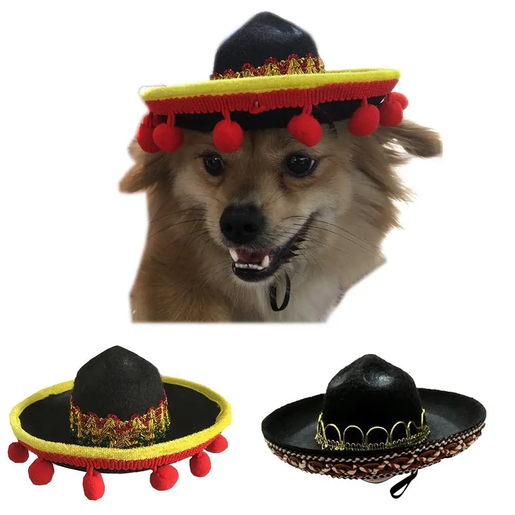 Noroomaknet Mexican Hats Breathable Puppy Dog Cat Hat Pet Adjustable Elastic Cap Festival Party Cap Pet Supplies Dropshipping