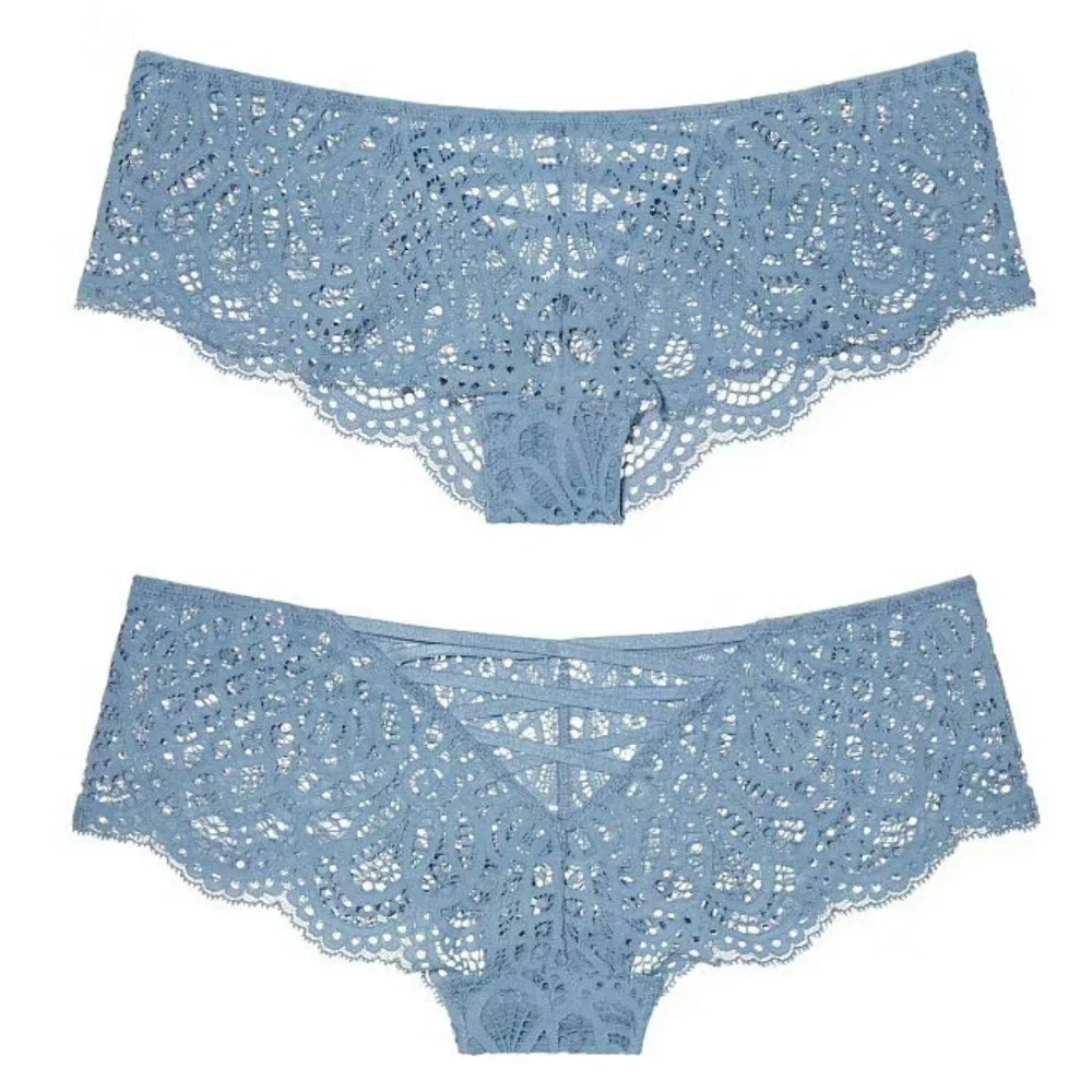 Sexy Underwear Hollow Out Cross Lace Up Thongs and G String Women Panties Elastic Lace Bandage Transparent Black Briefs Strings