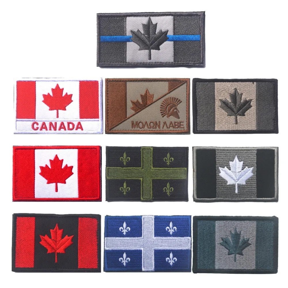 Embroidered Canada Flag Patch Army Hook & Loop Fasten Patch Tactical