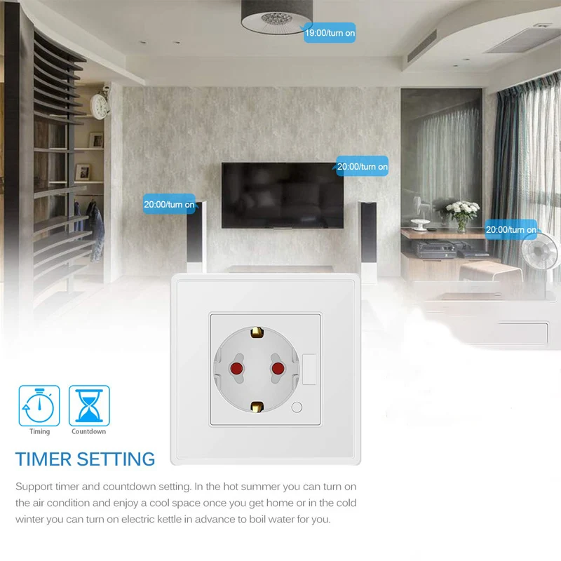 Tuya умная Wi-Fi настенная 10А ЕС стандартная электрическая розетка, розетка, совместимая с Amazon Alexa Google Home APP