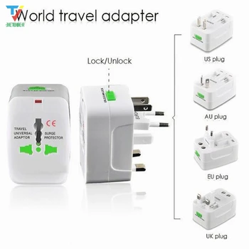 Cheap 300pcs/lot White Multi-purpose Global Universal Travel Adapter Plug AC Power Adaptor With AU US UK EU Plug Socket Converter