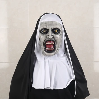 

Takerlama 2018 The Nun Horror Mask Cosplay Valak Scary Masks with Headscarf Veil Hood Full Face Mask Horror Costume Halloween
