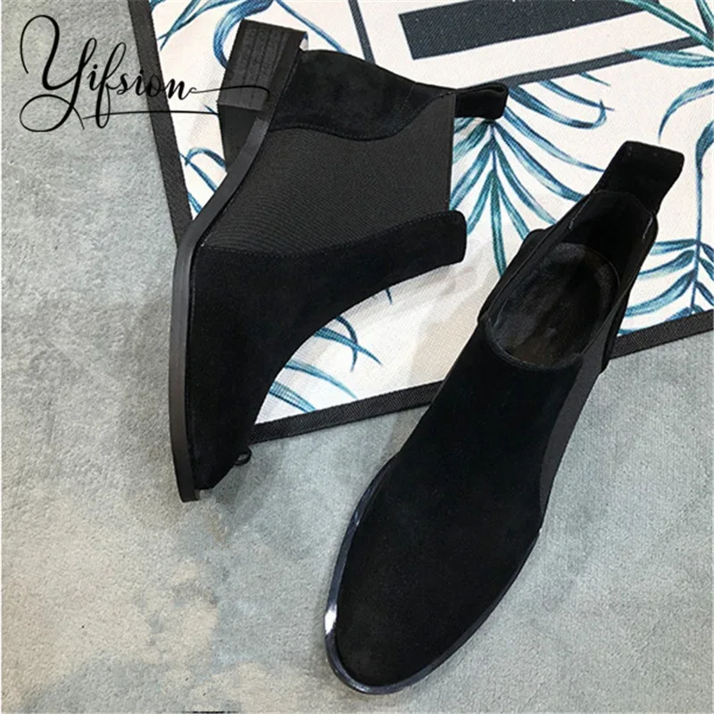 

OLOME New Black Genuine Leather Women Boots Round Toe Lace Up Thick Heel Women Autumn Winter Casual Boot Shoes Woman