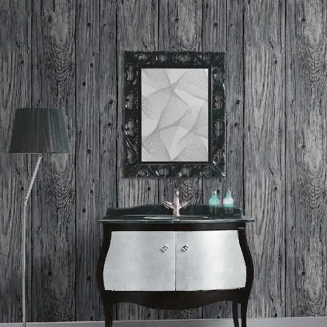 95M 3D Wood Timber Theme Wallpaper Roll Rustic Dark Grey Panel Pattern 95M 3D Wood Timber Theme Wallpaper Roll Rustic Dark Grey Panel Pattern